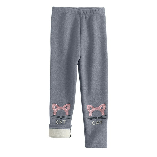 Leggings Para Niños Medias Para Bebés Otoño Invierno Pantalones Para Niñas Pantalones Elásticos Impreso Cepillado Cálido Leggings Casuales Gris Odeerbi LM103-10890