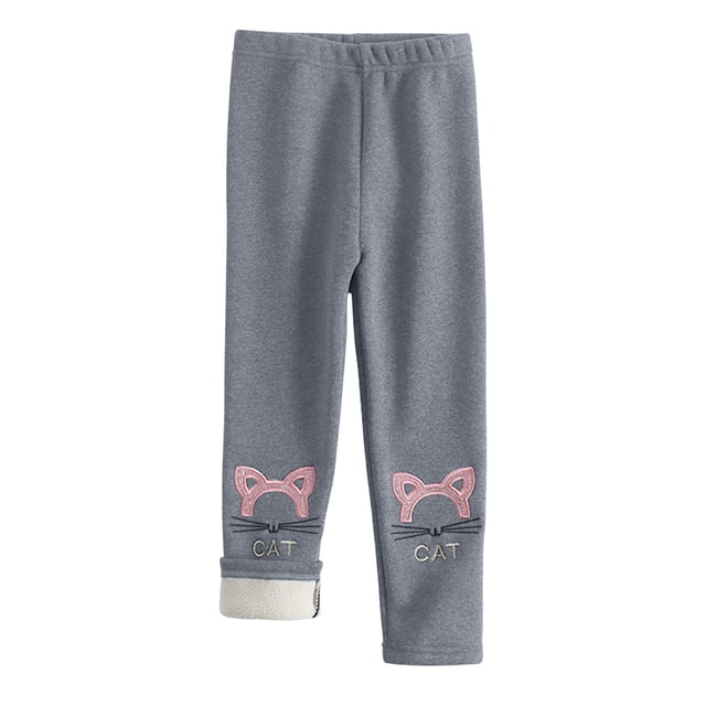 Leggings Para Niños Medias Para Bebés Otoño Invierno Pantalones Para Niñas Pantalones Elásticos Impreso Cepillado Cálido Leggings Casuales Gris Odeerbi LM103-10890
