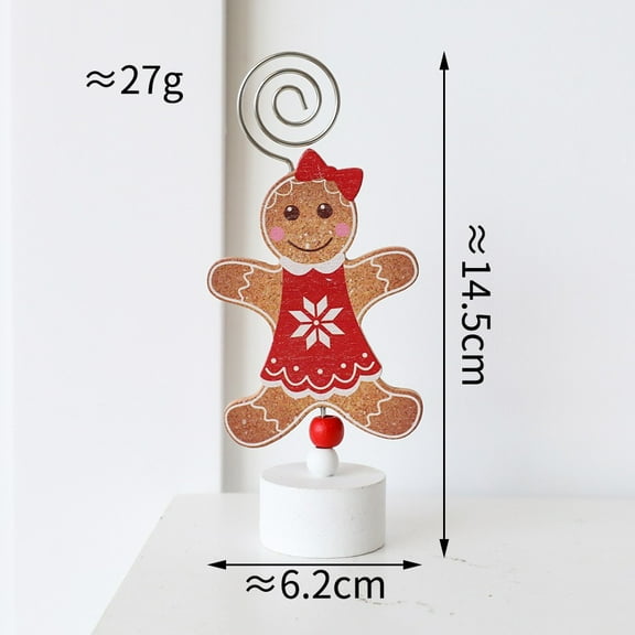 BERTDOMD Christmas Gingerbread Memo Note Holder Table Sign for Holiday Table Setting and Festive Desk Decoration Xmas Party Favor