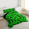 thumbnail image 3 of Feelyou Green Pixelate Miner Twin Comforter Sets, Retro Square Abstract Bedding Set, 2pcs, 3 of 8