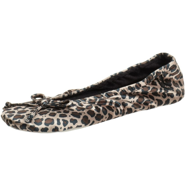 Zapatillas de bailarina isotoner para mujer Soft Satin Cheetah 8-9
