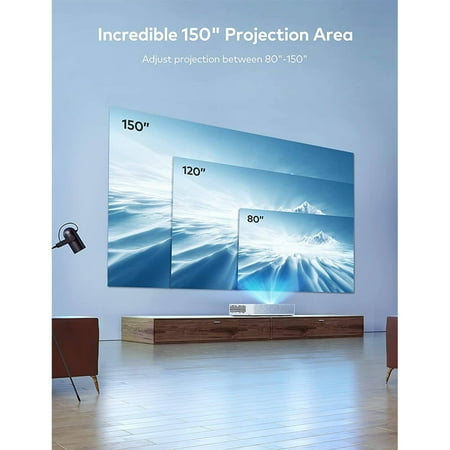 VAVA - 4K via Upscaling UHD Smart Ultra Short Throw Laser TV Home Theater Projector - White/Gray