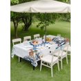 thumbnail image 3 of Outdoor Tablecloth with Umbrella Hole and Zipper, Blue Christmas Rectangle Table Cloth 52x70 Inch Waterproof Tablecloth, Snowman Elk Eucalyptus Leaves Xmas Tree Wood Picnic Table Cover for Patio, 3 of 7