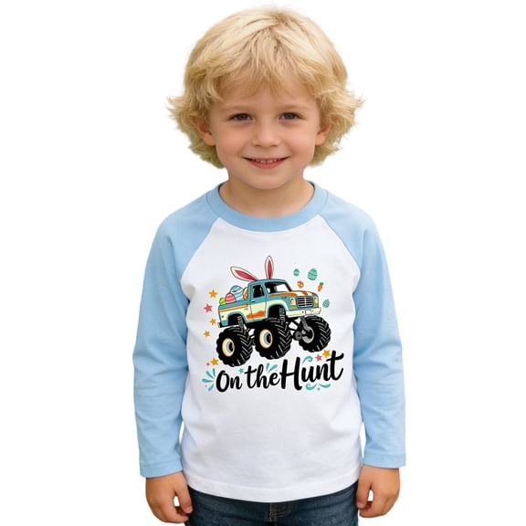 Aihuaihua Toddler Boys Easter Shirts Bunny Graphic Long Sleeve Crew Neck Raglan T-Shirt Funny Rabbit Tops