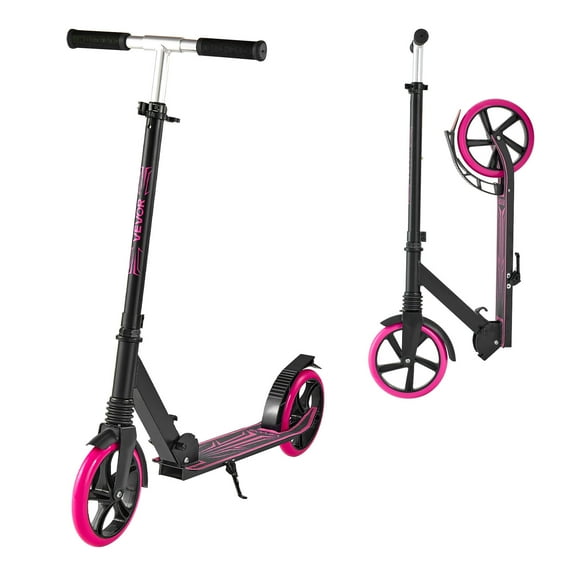 VEVOR Kick Scooter for Kids Ages 8 , Teens & Adults, 2-Wheel Toddler Scooter with Adjustable Height Handlebar, Wide Anti-Slip Deck, Foldable Lightweight Frame for Boys & Girls up to 220 lbs, Pink