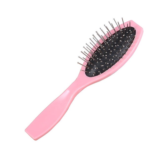 Peine de acero con forma ovalada para peluquería, con bolsa de aire, herramienta para el cuidado de pelucas y tocados, peine de dientes de acero de plástico de colores