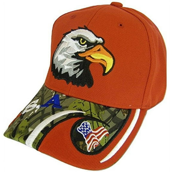 USA Men's Patriotic Eagle Adjustable Baseball Cap (USA/Flag Red)
