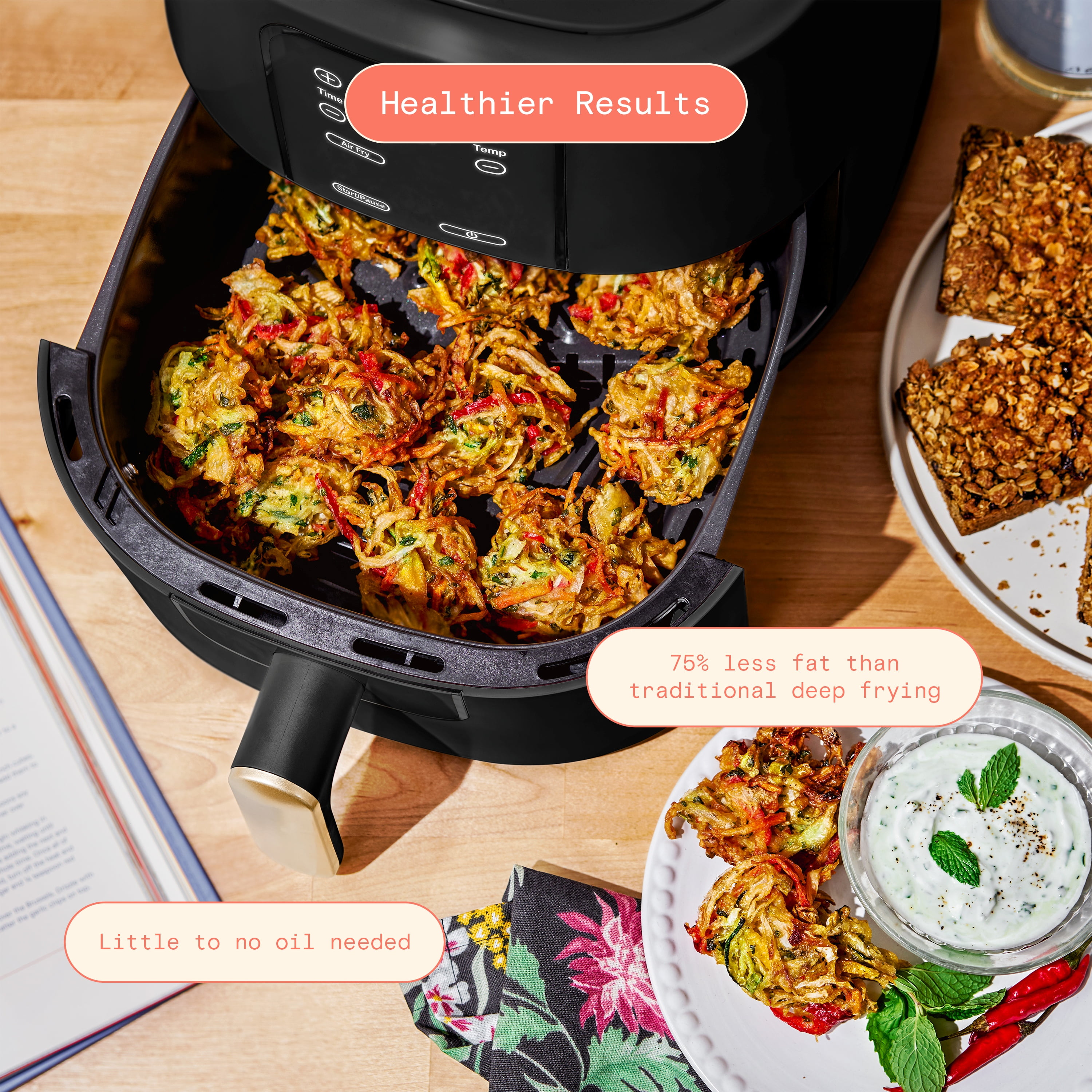 Beautiful 6 Qt Air Fryer with TurboCrisp Technology, EverGood Ceramic Nonstick Coating, Black Sesame by Drew Barrymore