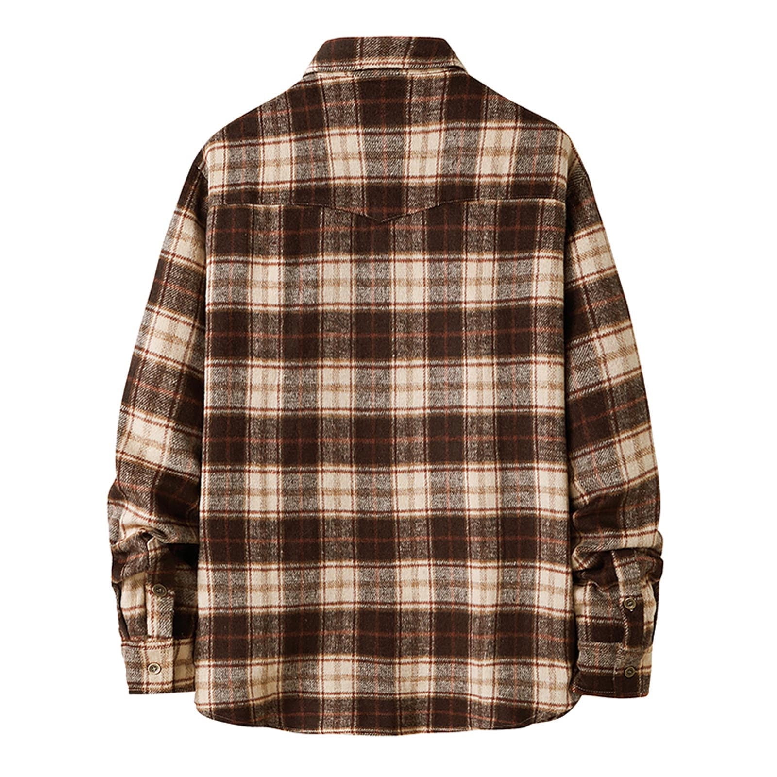 Veste Chemise Décontractée En Flanelle à Carreaux Pour Homme, Confortable Et à Manches Longues, Offrant Une Chaleur épaissie Avec Du * Conçue A