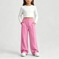 thumbnail image 3 of LIaqionyy Big Girls Sweatpants Kids Joggers Wide Leg Sweat Pants Elastic Waist Casual Pant with Pockets, 3 of 8
