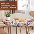 thumbnail image 3 of Spring Floral Round Tablecloth 36-44 Inch Round Fitted Table Cloth with Elastic Edge, Rustic Colorful Flower Summer Botanical Waterproof Table Cover Protector for Outdoor Picnic Party Dining, 3 of 6