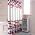 thumbnail image 4 of Blue Red Stripe Check Shower Curtain, Flowers Independence Day Shower Curtain Set with Hooks, Spring Summer Waterproof Fabric Shower Curtains for Bathroom Decor, 72x72 Inch Bath Curtain, 4 of 6