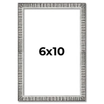 6x10 Frame Silver Grey Distressed Solid Wood Picture Frame | 0.75 Inch Moulding Width | Interior