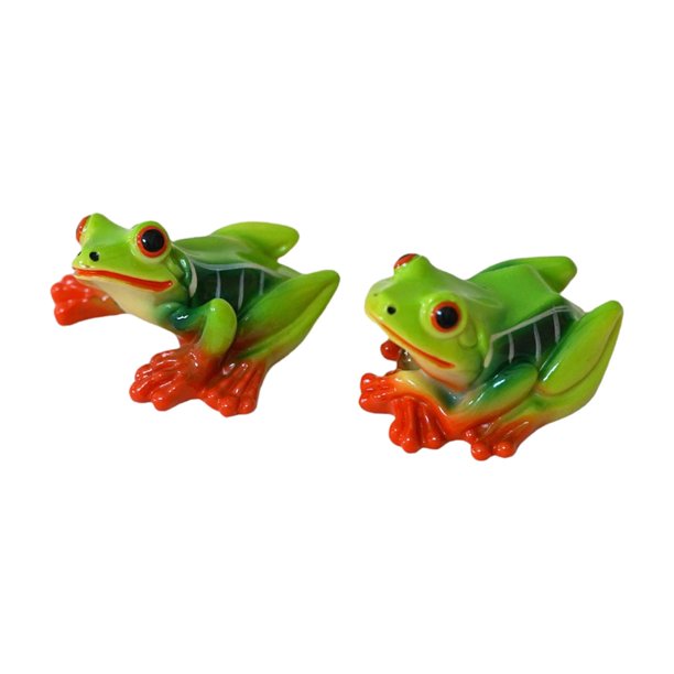 2 piezas Figuras de rana adornos de maceta de plantas suministros de arte de decoración de jarrones de decoración de mini estatuas esculturas de
