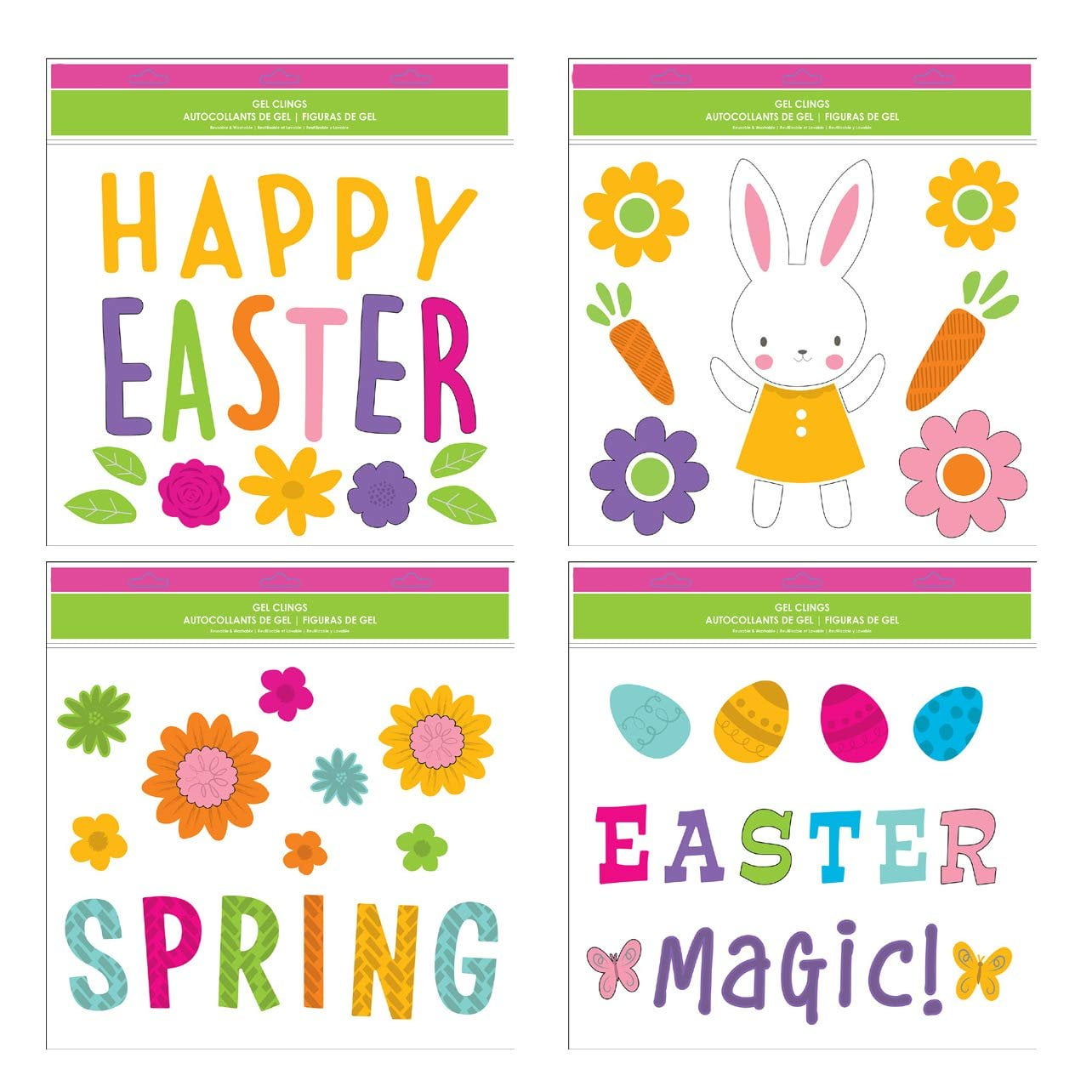 Easter 10 Pack Egg Window Gel Sticker Cling Decorations