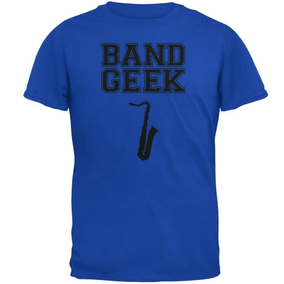 Band Geek Saxophone Mens Soft T Shirt Royal X-LG