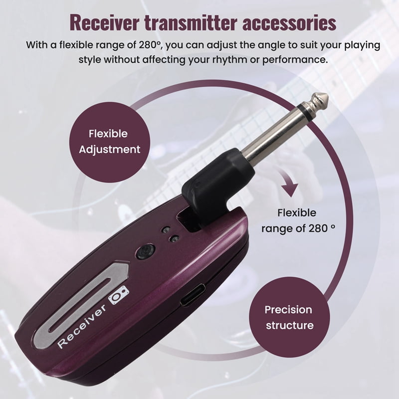 Guitar Wireless System USB Rechargeable Wireless Guitar Transmitter Receiver Electric Guitar Bass Wireless System,C