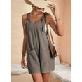 thumbnail image 4 of Women'S Summer Fashionable Short Jumpsuits, Casual Sleeveless Jumpsuits with Pockets Light Brown L, 4 of 7