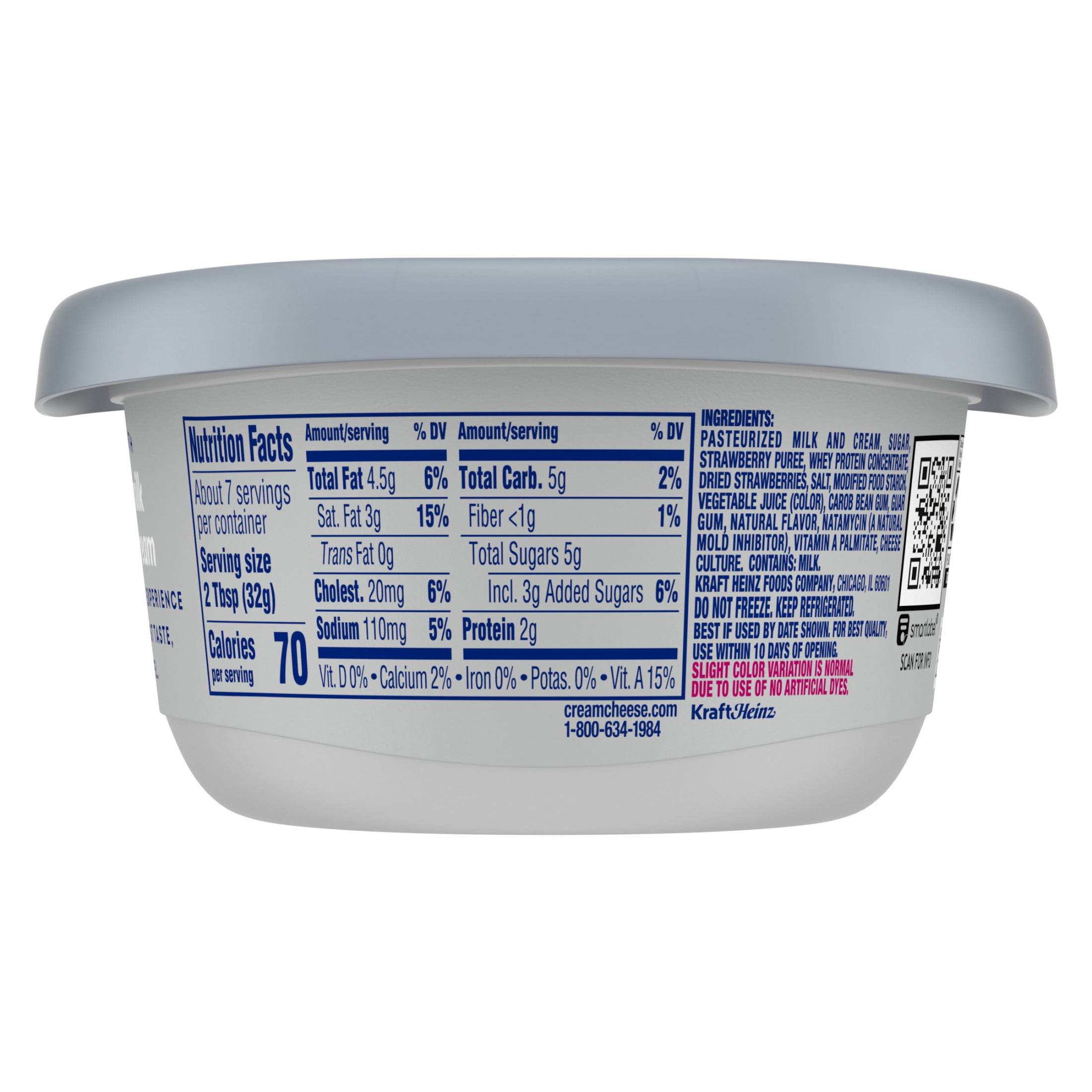 Philadelphia Flavored Cream Cheese Spread, 1 Tub, for Smooth, Spreadable Mornings, Strawberry, No Artificial Preservatives, Flavors or Dyes, 7.5 oz