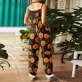thumbnail image 4 of Halloween Jumpsuits for Women Casual Comfy Cotton Linen Lounge Clothes Funny Floral Print Overalls with Pockets, 4 of 7