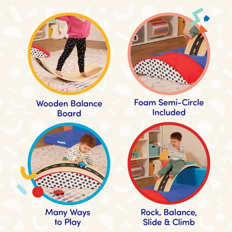 Battat Rock Balance Wooden Board with Foam Semi Circle New Toddler and Preschool Toys Walmart