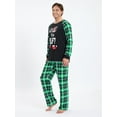 thumbnail image 2 of Acuteok Family Matching Christmas Pajamas, Elf Letter Print Long-Sleeved Tops + Plaid Pattern Trousers Glow at Night Sleepwear, 2 of 10