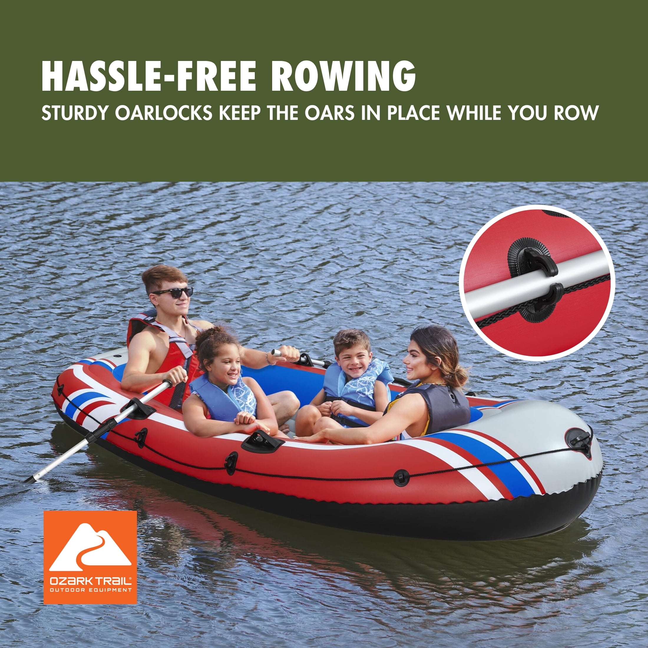 Ozark Trail 4-Person Inflatable Recreational Raft Set 9'10" x 50"