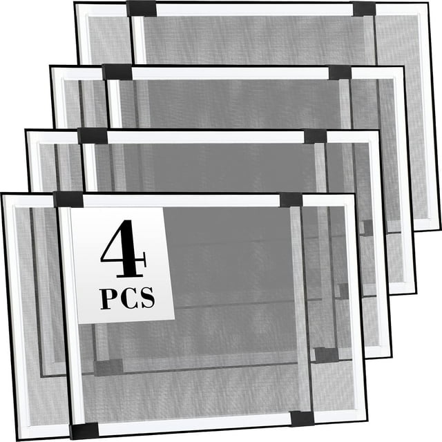 4 Pcs Expandable Window Screen Adjustable Sliding Window Screen Mesh with Aluminum Frame for Home House (21''-38.6'' W X 15'' H)