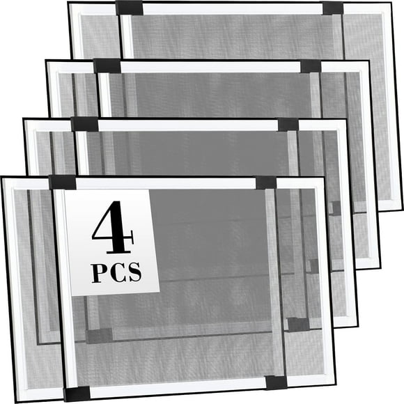 4 Pcs Expandable Window Screen Adjustable Sliding Window Screen Mesh with Aluminum Frame for Home House (21''-38.6'' W X 15'' H)