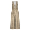 thumbnail image 6 of ClodeEU Women's V Neck Sleeveless Wide Leg Jumpsuit,Casual Loose Romper with Pockets Beige,Women's Plus L, 6 of 8