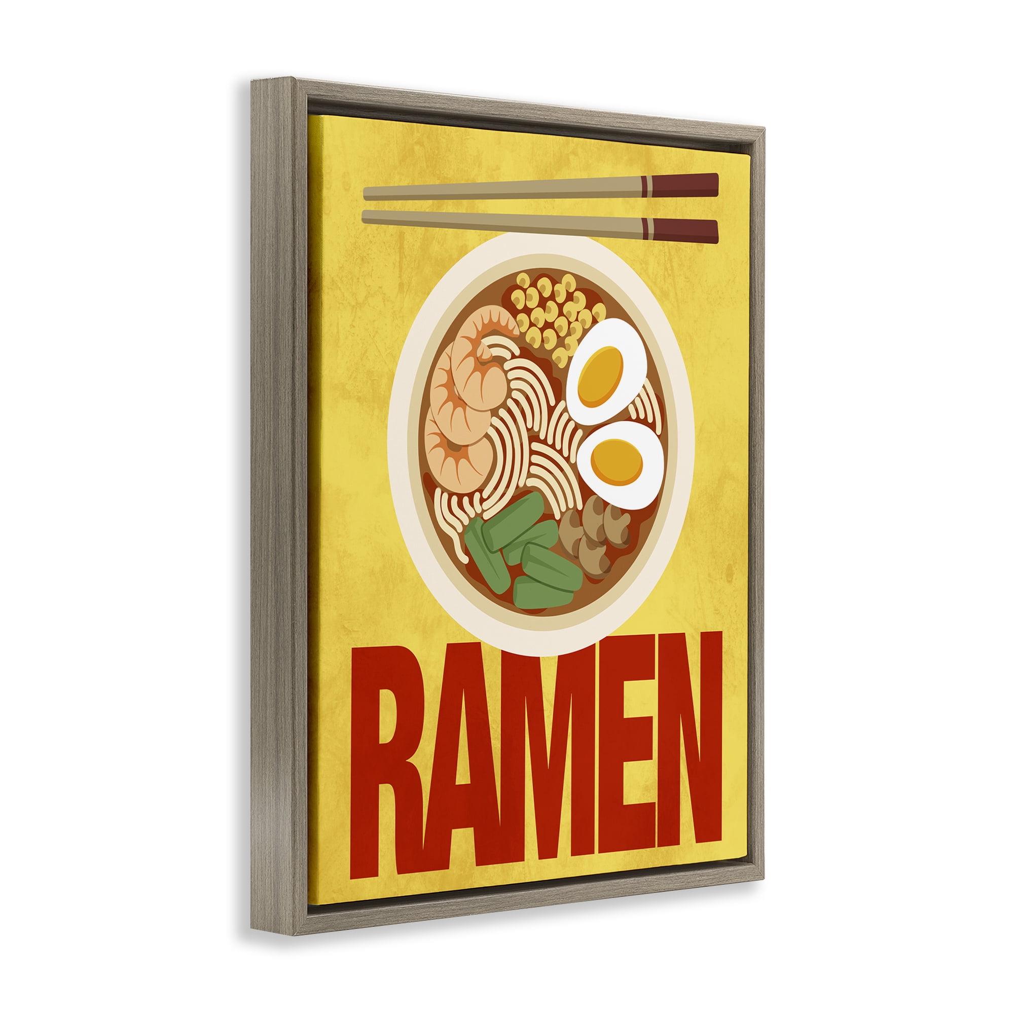 Stupell Industries Bright Ramen & Chopsticks Brown Framed Floater Canvas Wall Art, design by Marcus Prime