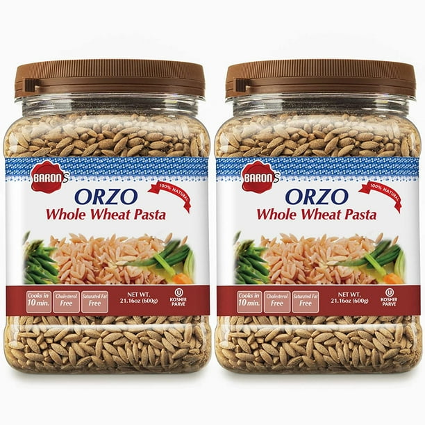 Baron's Kosher Orzo Pasta 21.16ounce Jar (Pack of 2) (Whole Wheat