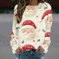 thumbnail image 3 of Uootdi Gift Plus Size Christmas Womens Long Sleeve Sweatshirt Funny Xmas Tree Santa Reindeer Snowman 3D Print Graphic Sweatshirts Crewneck Xmas Holiday Tops, 3 of 8