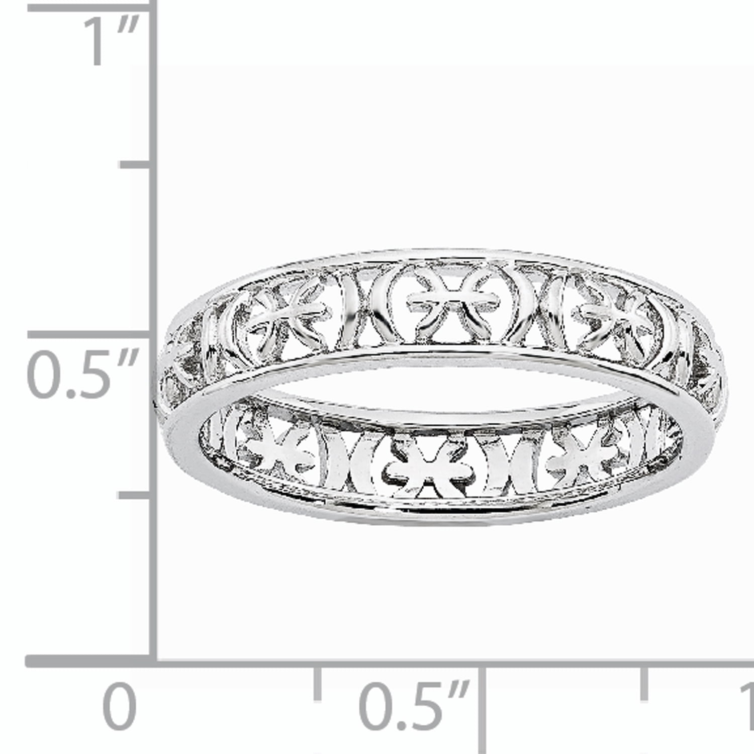 Sterling Silver Pisces Zodiac Ring