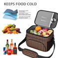 thumbnail image 5 of Brown and Black Checkered Pattern Insulated Lunch Box for Women Men, Medium Leakproof Cooler Bag with Adjustable Strap, 10"x6.7"x8", 5 of 6