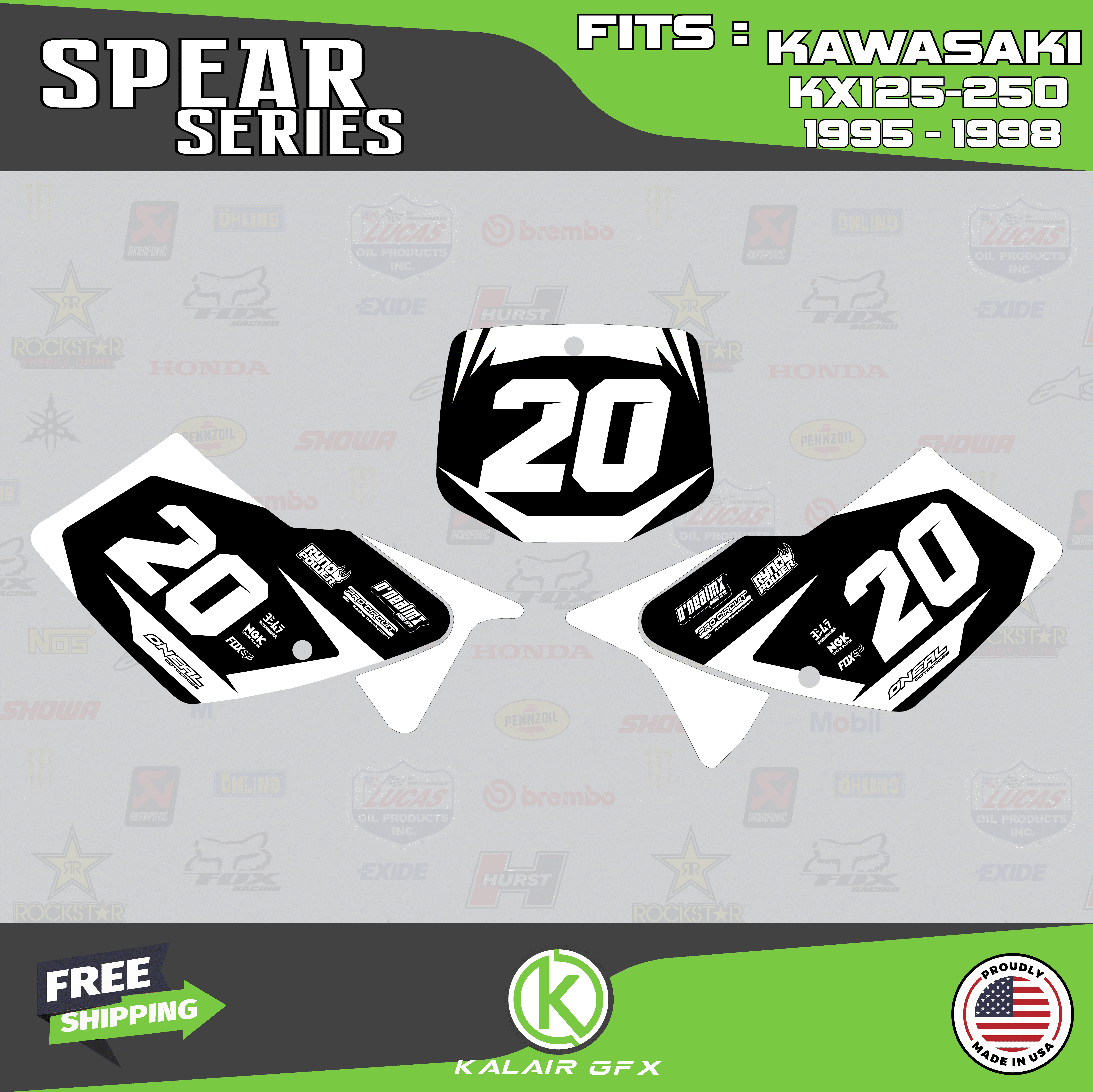 Kalair GFX Graphics Kit for Kawasaki KX125 (1995-1998) Spear