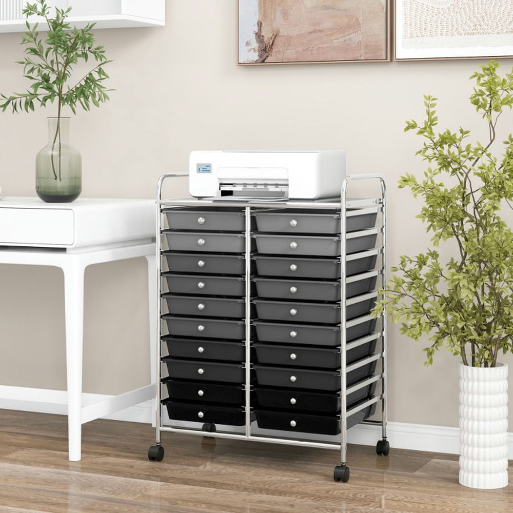 Spaco 20 Drawers Rolling Storage Cart Studio Organizer-Black & Gray, Craft Organizers and Storage, Multipurpose Organizer Cart for Home, Office, School
