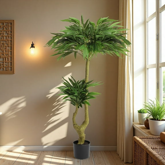 63" Realistic Artificial Willow Tree with Seamless Roots - Low Maintenance Faux Plant for Indoor/Outdoor Home & Office Decor (1 Piece)