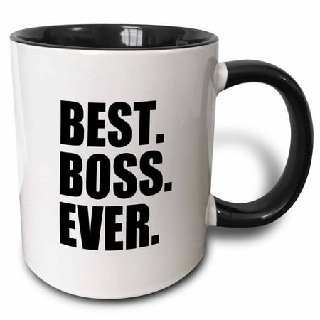 3dRose Best Boss Ever - fun funny humorous gifts for the boss - work office humor - black text, Two Tone Black Mug,
