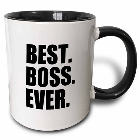 3dRose Best Boss Ever - fun funny humorous gifts for the boss - work office humor - black text, Two Tone Black Mug, (Best Boss Ever The Office)