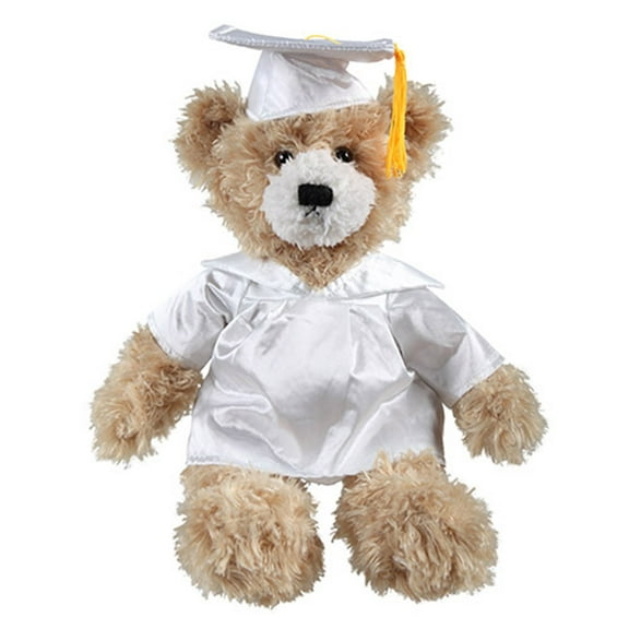 Plushland Beige Brandon Custom Plush Stuffed Animal Teddy Bear Toys for Graduation Day, Personalized Text, Name or School Logo on Gown, Best for Any Grad School Kids 12 Inch