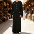 thumbnail image 5 of Kakii Men's Kaftan Thobe Long Sleeve Muslim Robe Button Up Side Split Kaftan Thobe with Pockets, 5 of 9