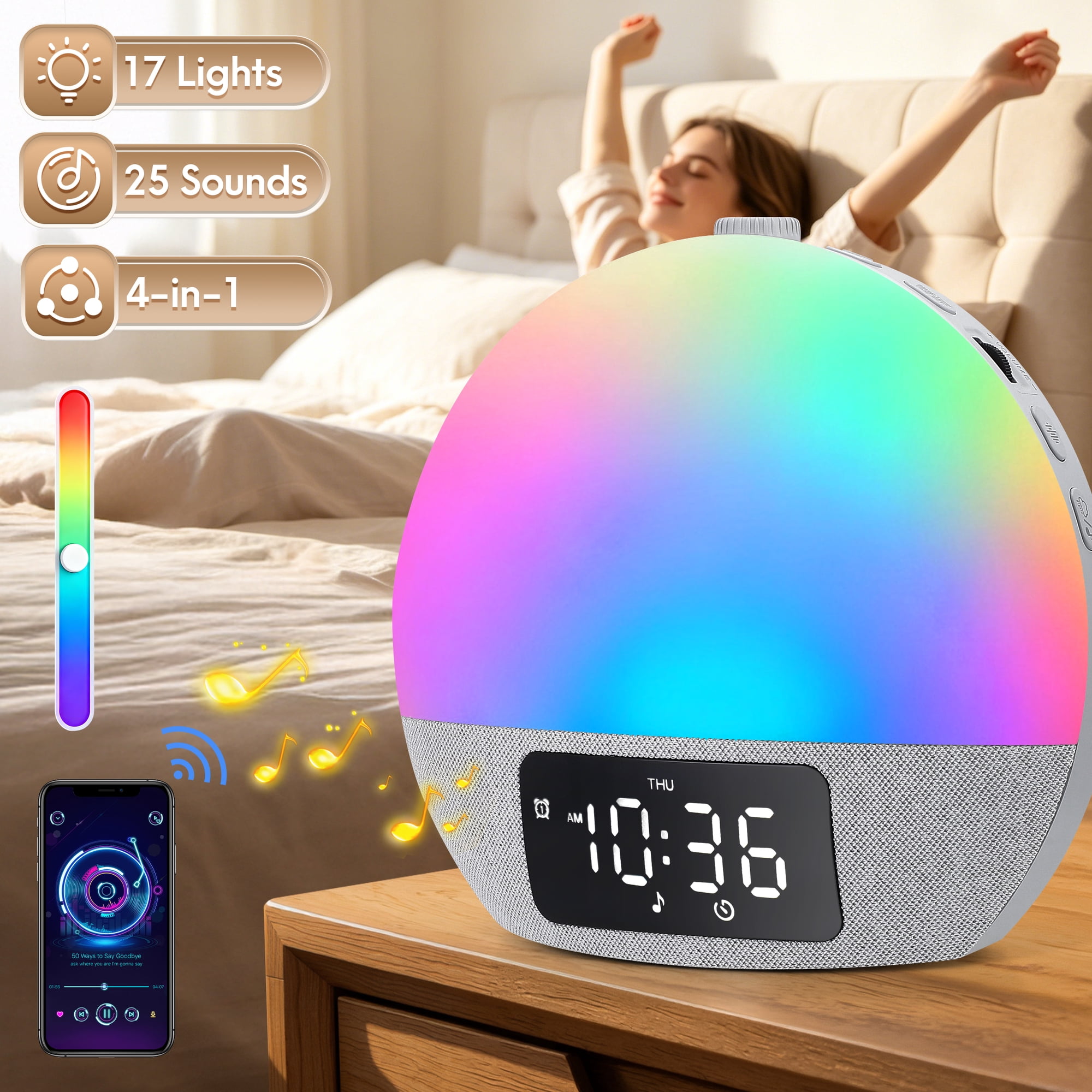 Doulami Sunrise Alarm Clock Wake Up Light White Noise Machine Natural Wake Up Light with 25 Sleep photo Doulami Sunrise Alarm Clock Wake Up Light White Noise Machine Natural Wake Up Light with 25 Sleep