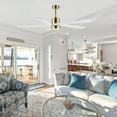 thumbnail image 4 of 54 in. White and Gold DC Indoor Ceiling Fan with Light Kit, 5 Reversible Blades Carved Wood Blades, 4 of 7