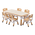 thumbnail image 1 of Ensemble Table pour Enfants et 6 Chaises, Ensemble Table et Chaises pour Tout-Petits à Hauteur Réglable pour 2 à 10 Ans, Table Multi-Activités pour Enfants, 1 of 8