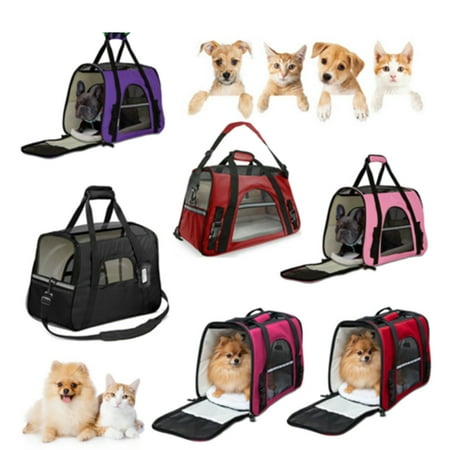 Pet Carrier Bag Dog Cat Comfort Travel Tote Bag Kennel  Travel Carrying Handbag Under Seat Compatibility  Perfect for Cats and Small Dogs Breathable 4-Windows Design