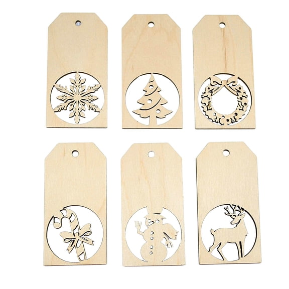 Christmas Gift Tags Rectangle Wood Ornament Laser Cut Personalize Gt01