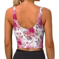 thumbnail image 3 of Haiem Peonies And Roses Pattern Womens Sports Bra - U Neck Padded Low Impact Yoga Bra Workout Crop Top Gym Moisture-Wicking Workout Vest -X-Large, 3 of 9