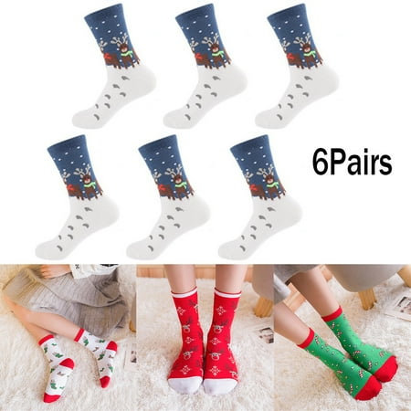 

6 Pairs Christmas Socks Colorful Children Cute Sock Christmas Gift Snowman Santa Printed Socks Style-11
