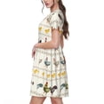 thumbnail image 2 of Sikiie Funny Chicken Print Women's Short-sleeved Dress, Round Neck Slim Knee-length Dress, Summer Clothing Suitable for Daily Leisure and Vacation, 2 of 6
